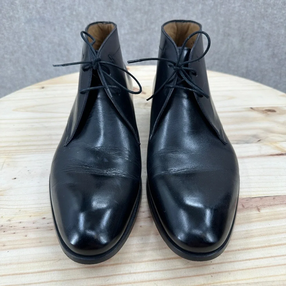 Ace Marks Black Leather Chukka Oxford Boots‎ 9 Ankle Dress Lace Almond Toe Shoes